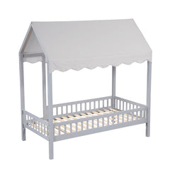 Sloane Gray Twin Canopy Platform Bed - Ornate Home