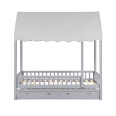 Sloane Gray Twin Canopy Platform Bed - Ornate Home