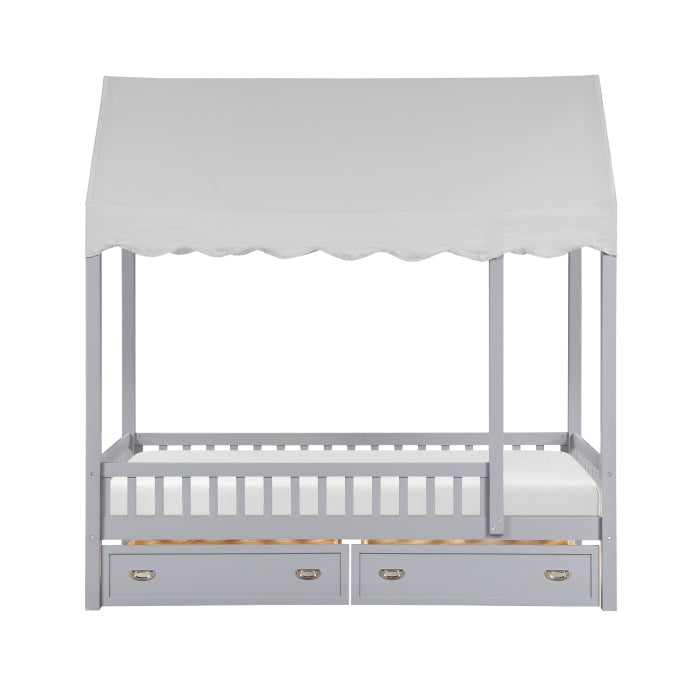 Sloane Gray Twin Canopy Platform Bed - Ornate Home
