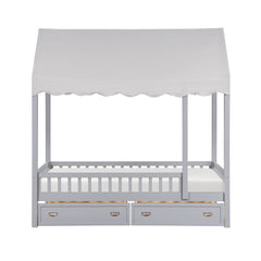 Sloane Gray Twin Canopy Platform Bed - Ornate Home