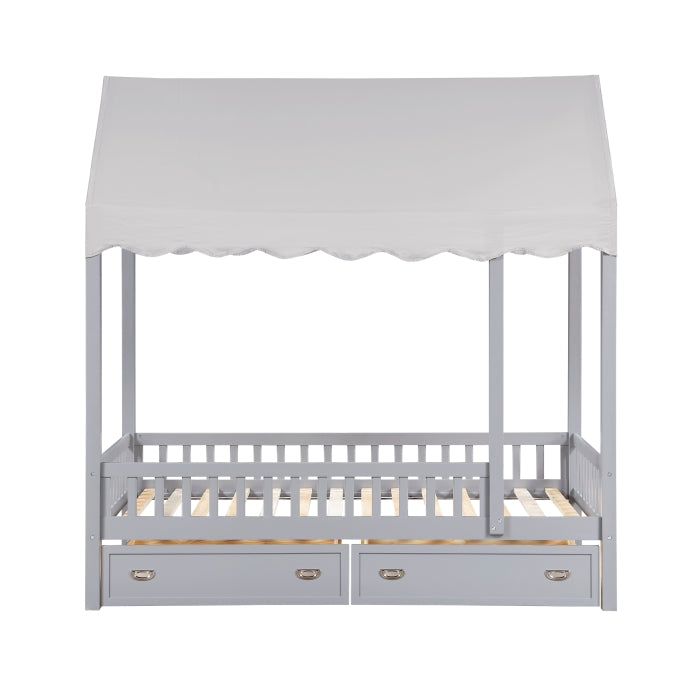 Sloane Gray Twin Canopy Platform Bed - Ornate Home