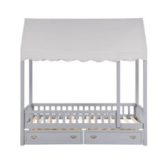 Sloane Gray Twin Canopy Platform Bed - Ornate Home