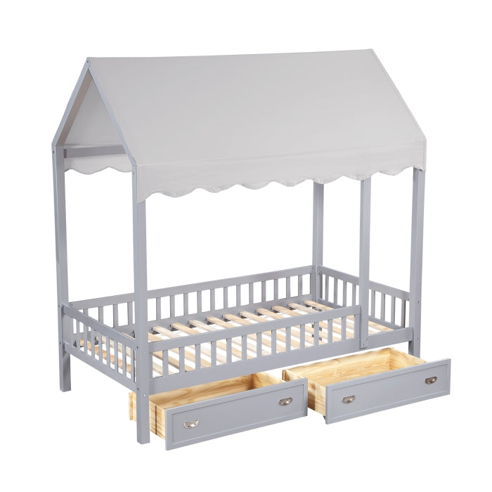 Sloane Gray Twin Canopy Platform Bed - Ornate Home