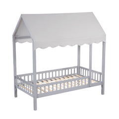 Sloane Gray Twin Canopy Platform Bed - Ornate Home