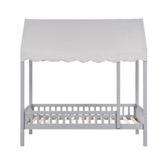 Sloane Gray Twin Canopy Platform Bed - Ornate Home