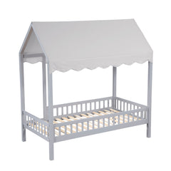 Sloane Gray Twin Canopy Platform Bed - Ornate Home