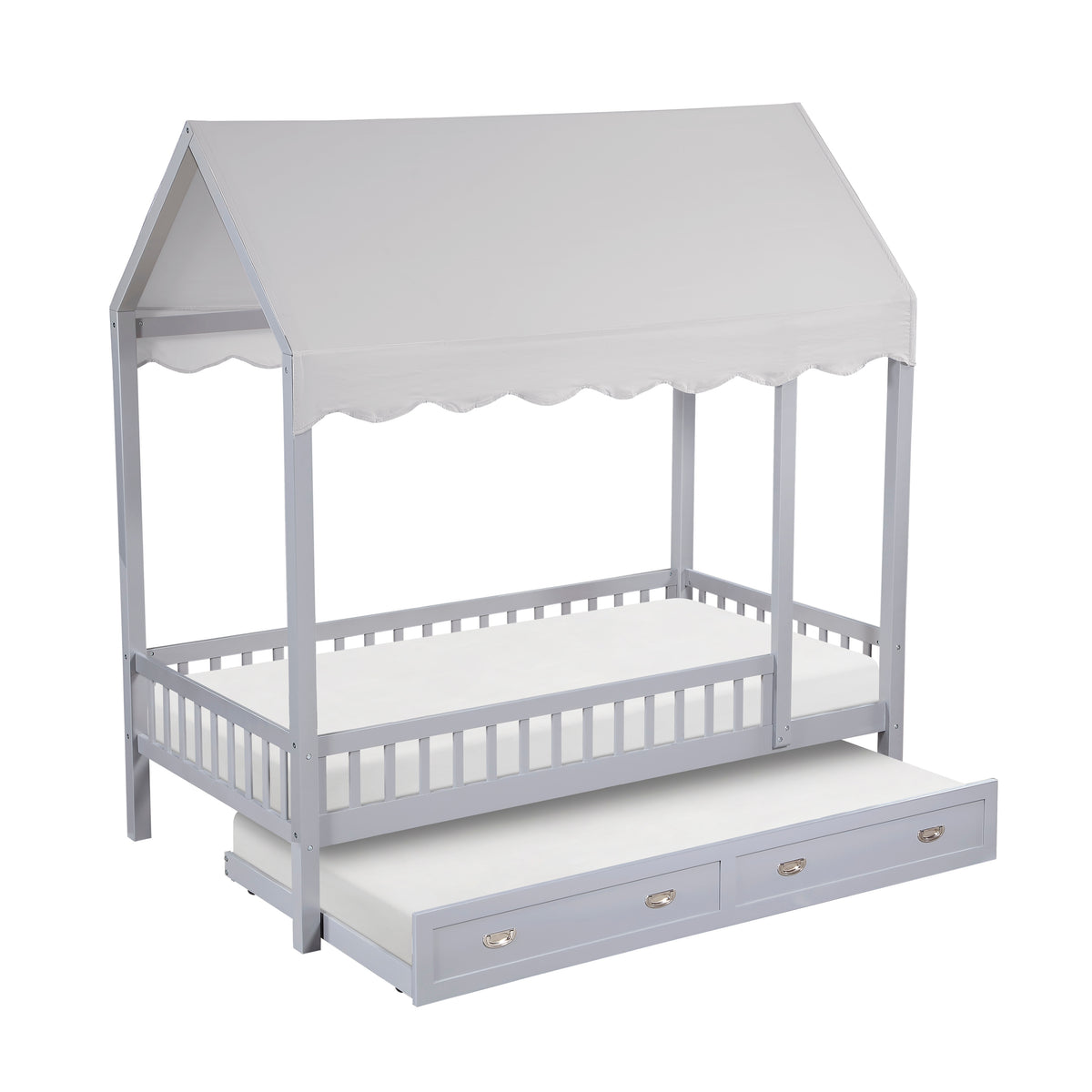 Sloane Gray Twin Canopy Platform Bed - Ornate Home
