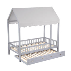 Sloane Gray Twin Canopy Platform Bed - Ornate Home