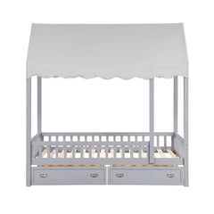 Sloane Gray Twin Canopy Platform Bed - Ornate Home