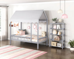 Sloane Gray Twin Canopy Platform Bed - Ornate Home