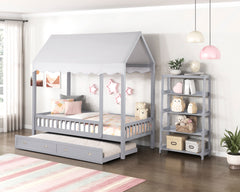 Sloane Gray Twin Canopy Platform Bed - Ornate Home