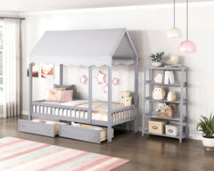 Sloane Gray Twin Canopy Platform Bed - Ornate Home