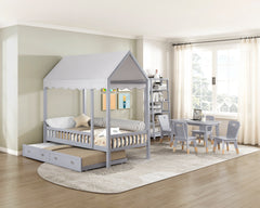 Sloane Gray Twin Canopy Platform Bed - Ornate Home