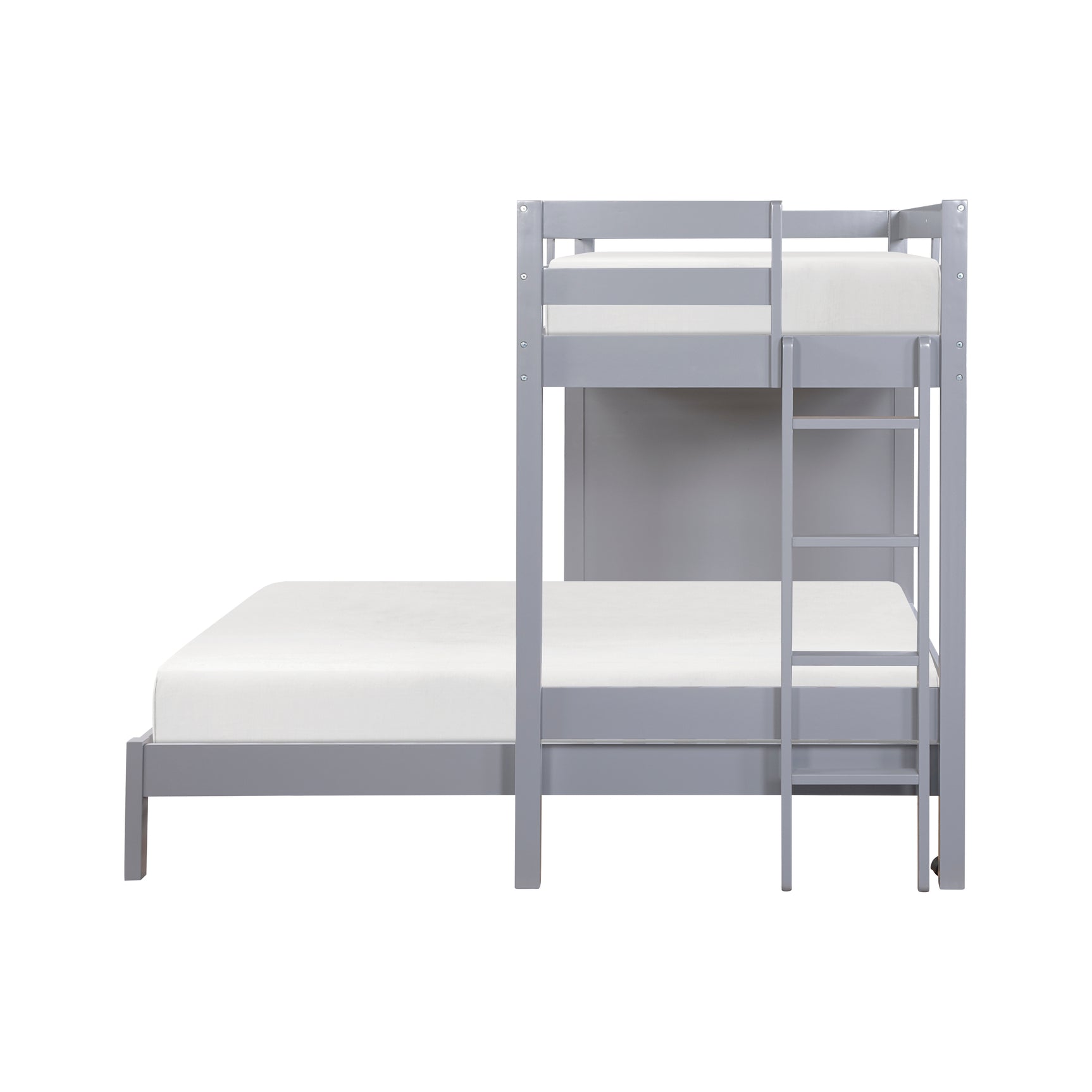 Sloane Gray Twin / Full Loft Bunk Bed with Chest and Hidden Desk - Ornate Home