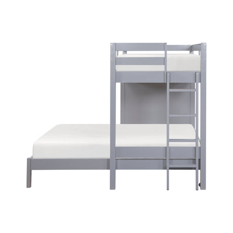 Sloane Gray Twin / Full Loft Bunk Bed with Chest and Hidden Desk - Ornate Home