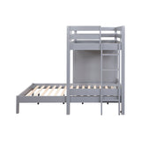 Sloane Gray Twin / Full Loft Bunk Bed with Chest and Hidden Desk - Ornate Home