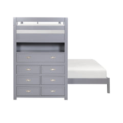 Sloane Gray Twin / Full Loft Bunk Bed with Chest and Hidden Desk - Ornate Home