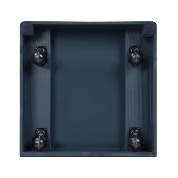 Sloane Navy Blue Full Bookcase Bed with Hidden Desk, Stool and Storage Bench - Ornate Home