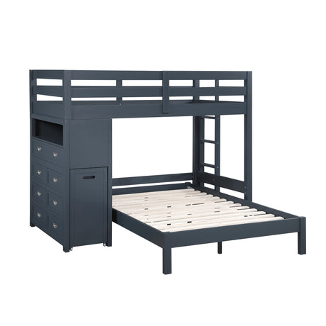 Sloane Navy BlueTwin / Full Loft Bunk Bed with Chest and Hidden Desk - Ornate Home