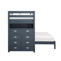 Sloane Navy BlueTwin / Full Loft Bunk Bed with Chest and Hidden Desk - Ornate Home