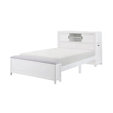 Sloane White Full Bookcase Platform Bed with Hidden Desk & Stool and Storage Bench - Ornate Home