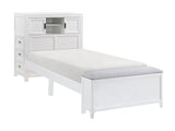 Sloane White Twin Bookcase Platform Bed with Hidden Desk & Stool and Storage Bench - Ornate Home