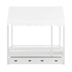 Sloane White Twin Canopy Platform Bed - Ornate Home
