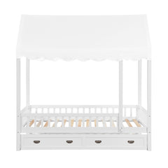 Sloane White Twin Canopy Platform Bed - Ornate Home