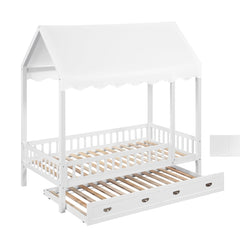Sloane White Twin Canopy Platform Bed - Ornate Home
