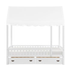 Sloane White Twin Canopy Platform Bed - Ornate Home