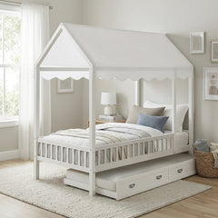 Sloane White Twin Canopy Platform Bed - Ornate Home
