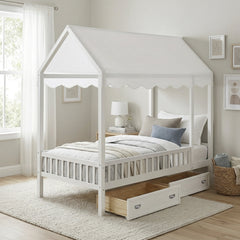 Sloane White Twin Canopy Platform Bed - Ornate Home