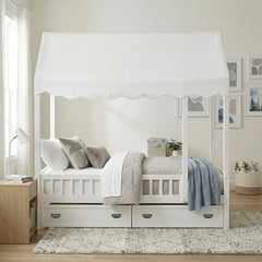 Sloane White Twin Canopy Platform Bed - Ornate Home