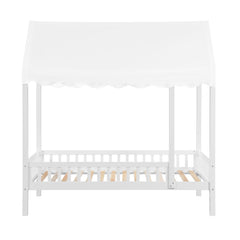 Sloane White Twin Canopy Platform Bed - Ornate Home
