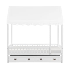 Sloane White Twin Canopy Platform Bed - Ornate Home