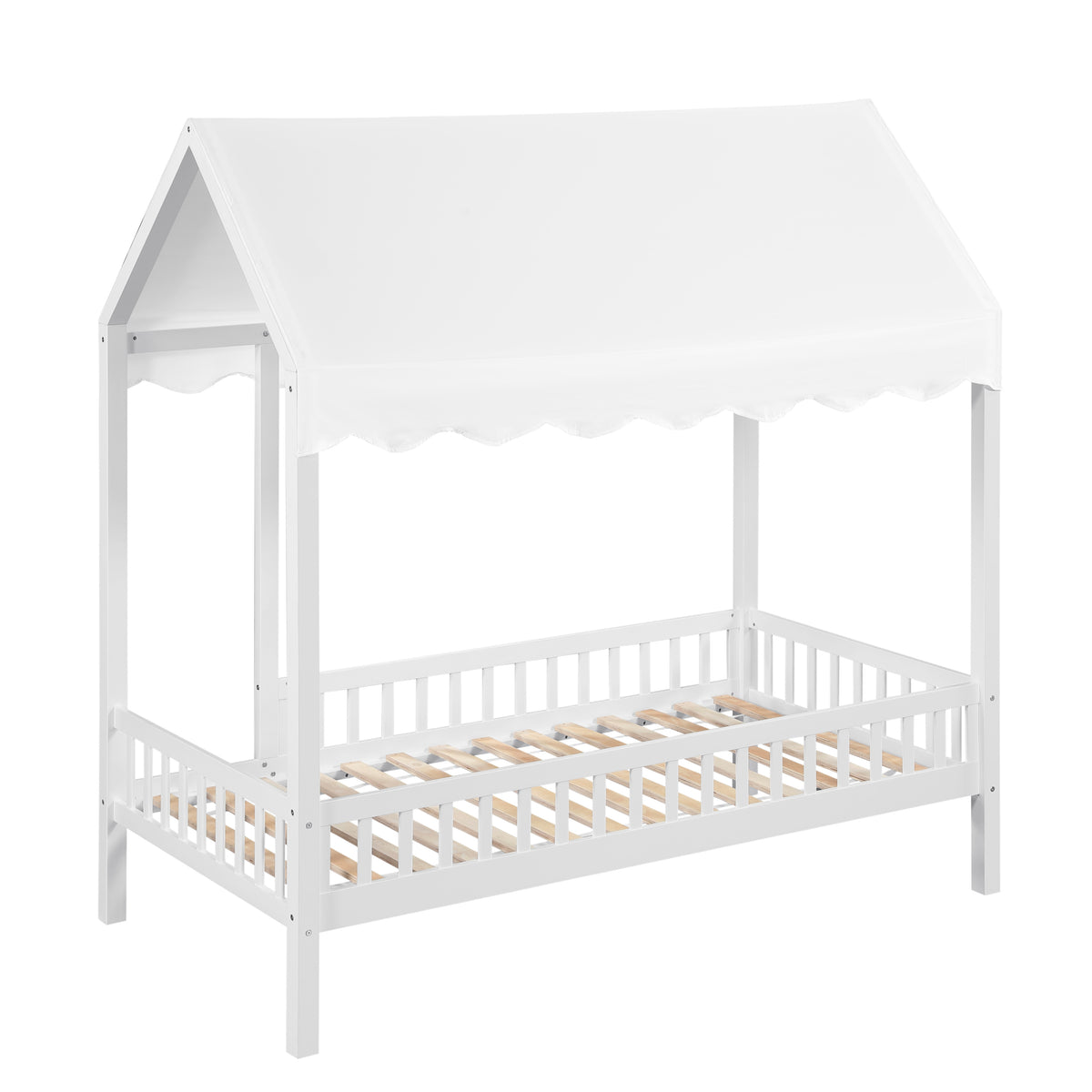 Sloane White Twin Canopy Platform Bed - Ornate Home