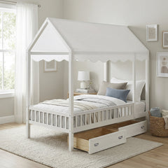 Sloane White Twin Canopy Platform Bed - Ornate Home