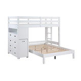 Sloane White Twin / Full Loft Bunk Bed with Chest and Hidden Desk - Ornate Home