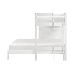 Sloane White Twin / Full Loft Bunk Bed with Chest and Hidden Desk - Ornate Home