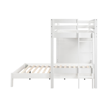 Sloane White Twin / Full Loft Bunk Bed with Chest and Hidden Desk - Ornate Home