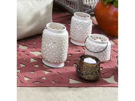 Sloughhouse White Ceramic Outdoor Lantern - Ornate Home