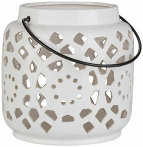 Sloughhouse White Ceramic Outdoor Lantern - Ornate Home