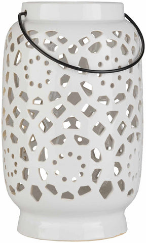 Sloughhouse White Ceramic Outdoor Lantern - Ornate Home