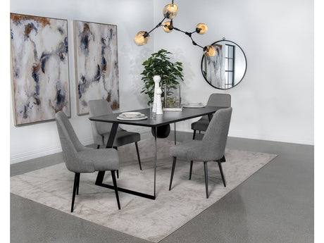 Smith Black 5-piece Rectangular Ceramic Top Dining Table Set - Ornate Home