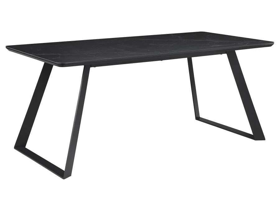 Smith Black Ceramic Top Rectangle Dining Table - Ornate Home