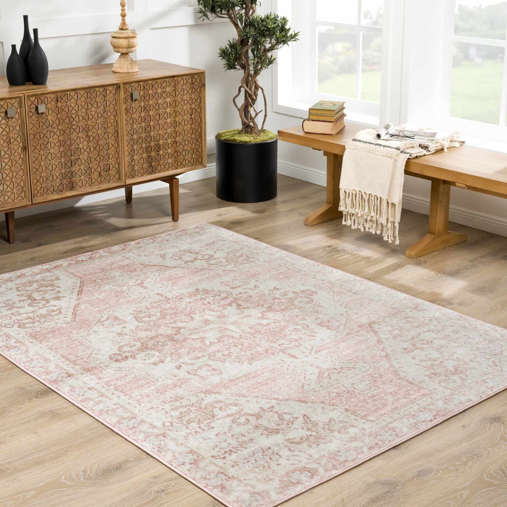 Snead Pink Floral Rug - Ornate Home