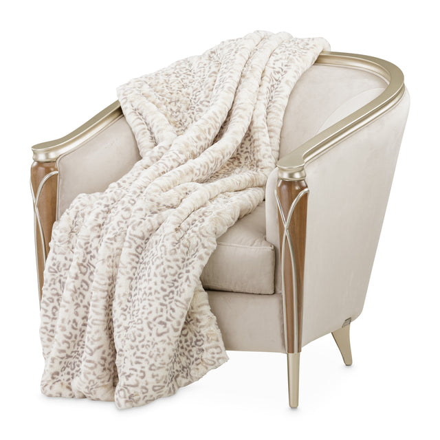Snow Leopard Natural 54"x72" Faux-Fur Throw - Ornate Home
