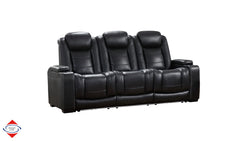 Snowbird Black Fabric Dual Power Reclining Sofa with Drop-Down Table - Ornate Home