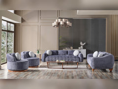 Snowy Anthracite 3-pieces (Sofa & Loveseat & Swivel Chair) Living Room Set - Ornate Home