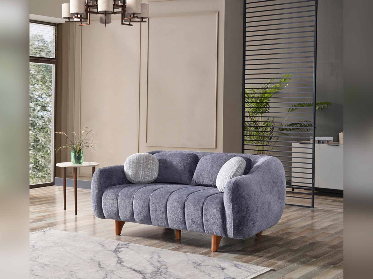 Snowy Anthracite 3-pieces (Sofa & Loveseat & Swivel Chair) Living Room Set - Ornate Home